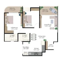 3 BHK Floor Plan Layout