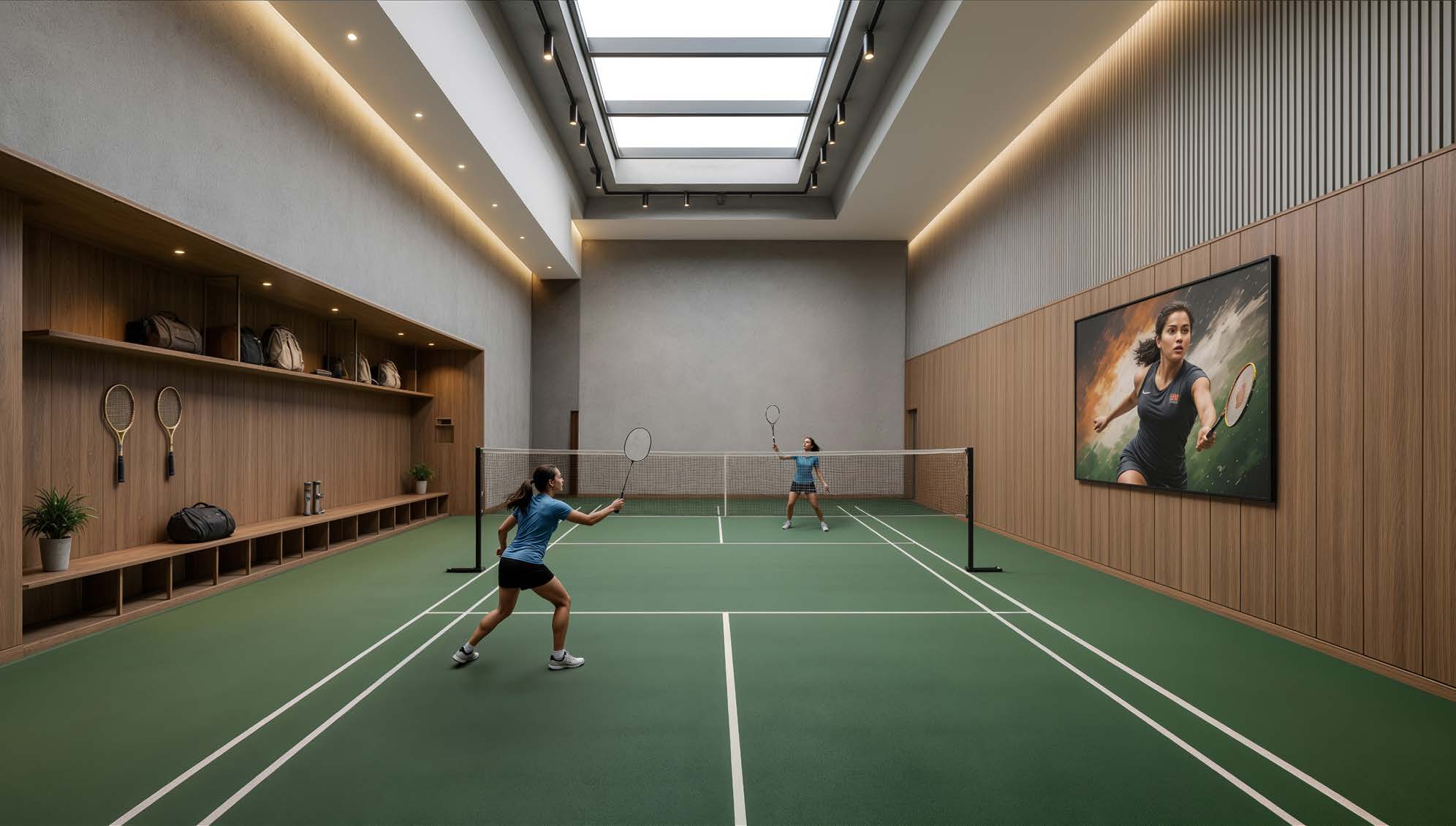 Championship indoor badminton court