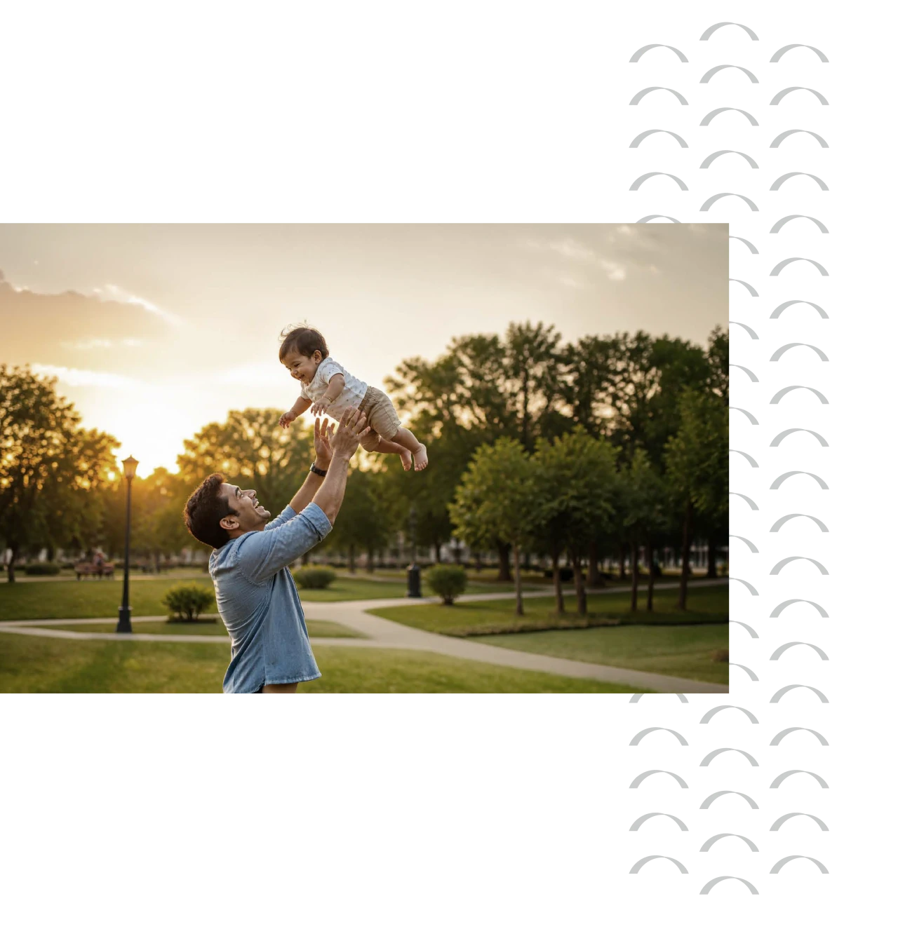 A father and child enjoying the landscaped green surroundings at 6 Boulevard